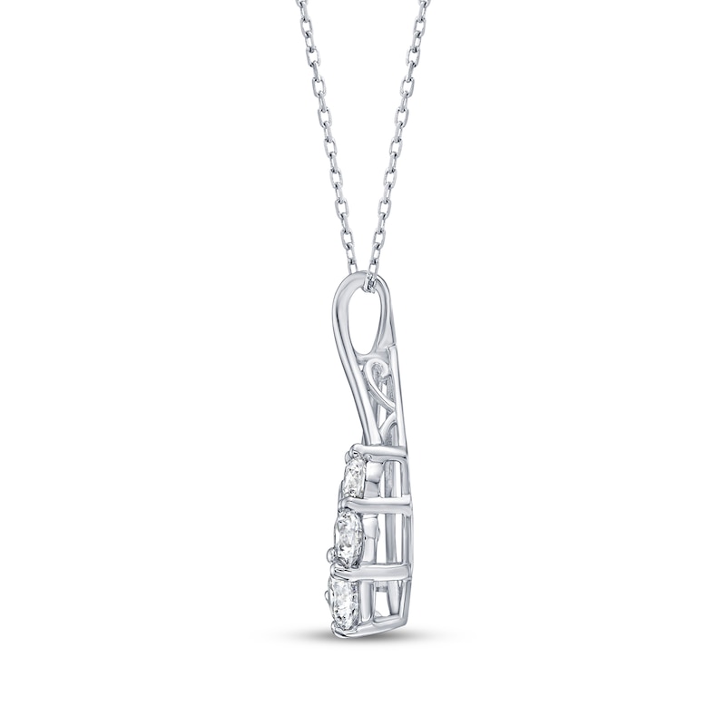 Main Image 3 of Memories Moments Magic Diamond Three-Stone "Mom" Necklace 1/2 ct tw Sterling Silver & 10K Yellow Gold 18"