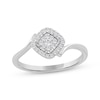 Thumbnail Image 1 of Multi-Diamond Cushion Halo Promise Ring 1/6 ct tw Sterling Silver