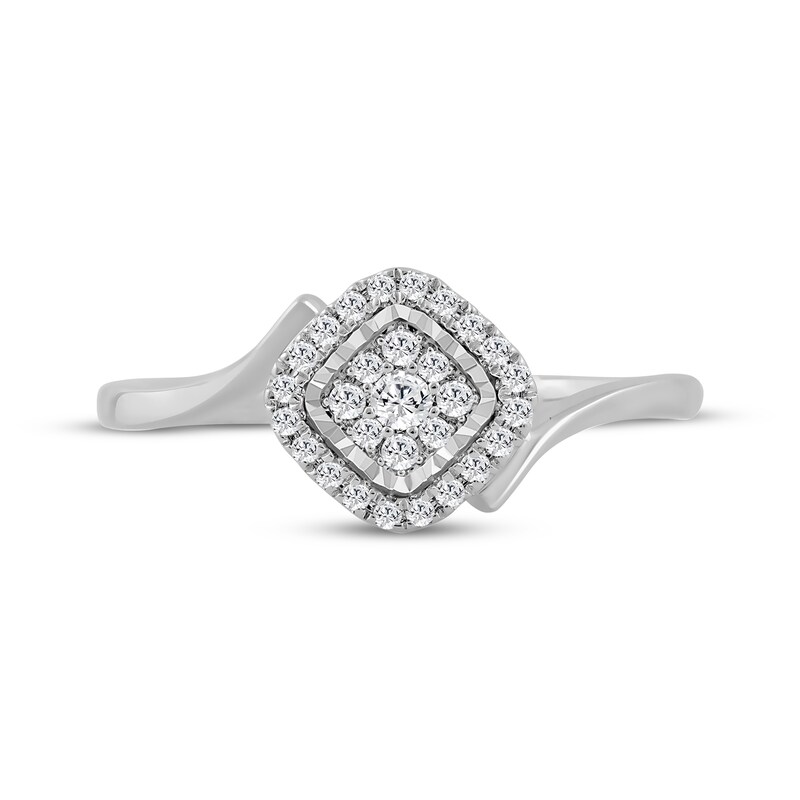Main Image 3 of Multi-Diamond Cushion Halo Promise Ring 1/6 ct tw Sterling Silver