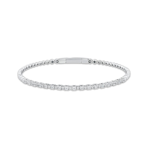 Diamond Alternating Flex Bracelet 3/4 ct tw Sterling Silver 7"