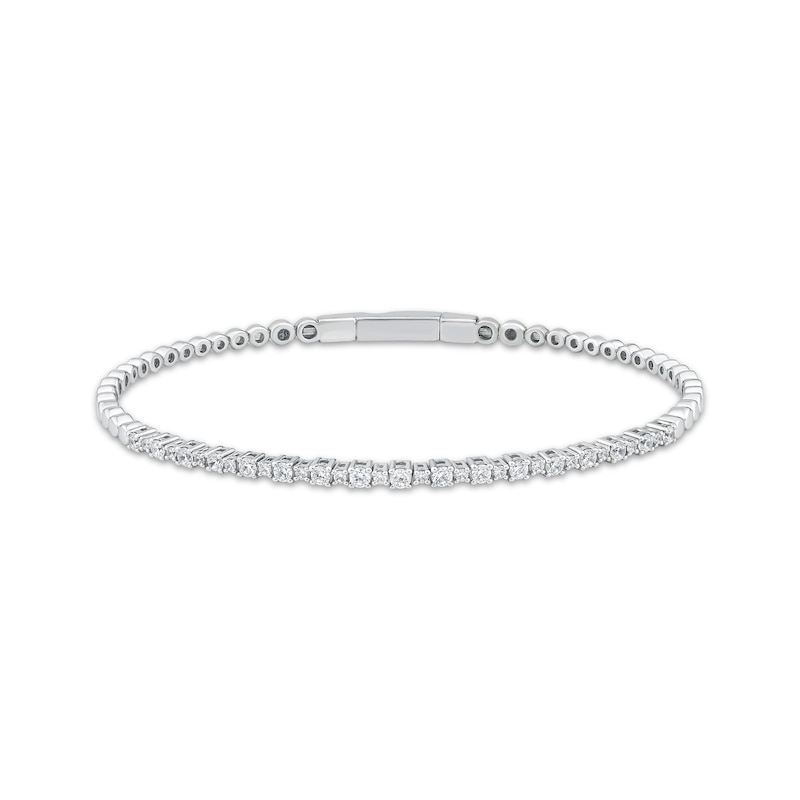 Main Image 1 of Diamond Alternating Flex Bracelet 3/4 ct tw Sterling Silver 7&quot;