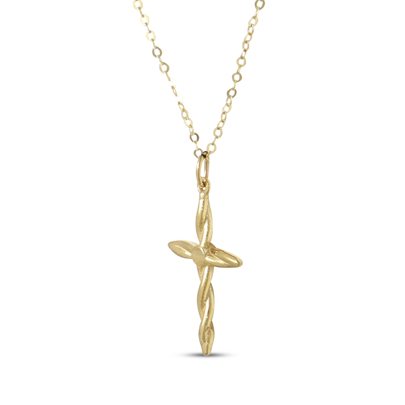 Main Image 2 of Twist Cross Necklace 10K Yellow Gold 18"