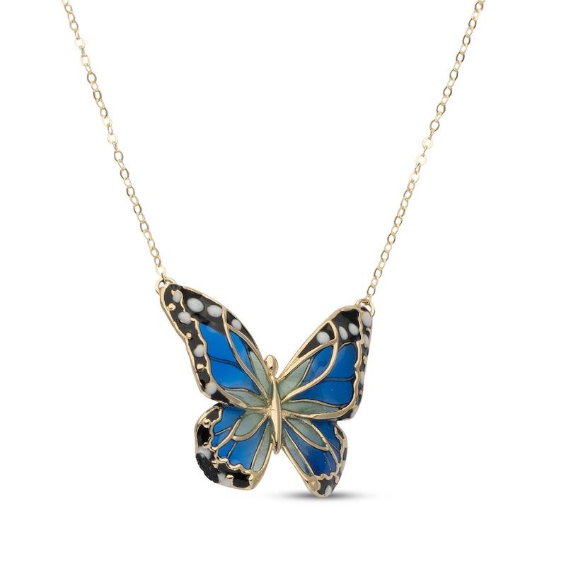 Main Image 2 of Enamel Butterfly Necklace 14K Yellow Gold 18"