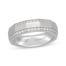Neil Lane Artistry Men's Lab-Grown Diamond Angled Wedding Band 1/2 ct tw Platinum