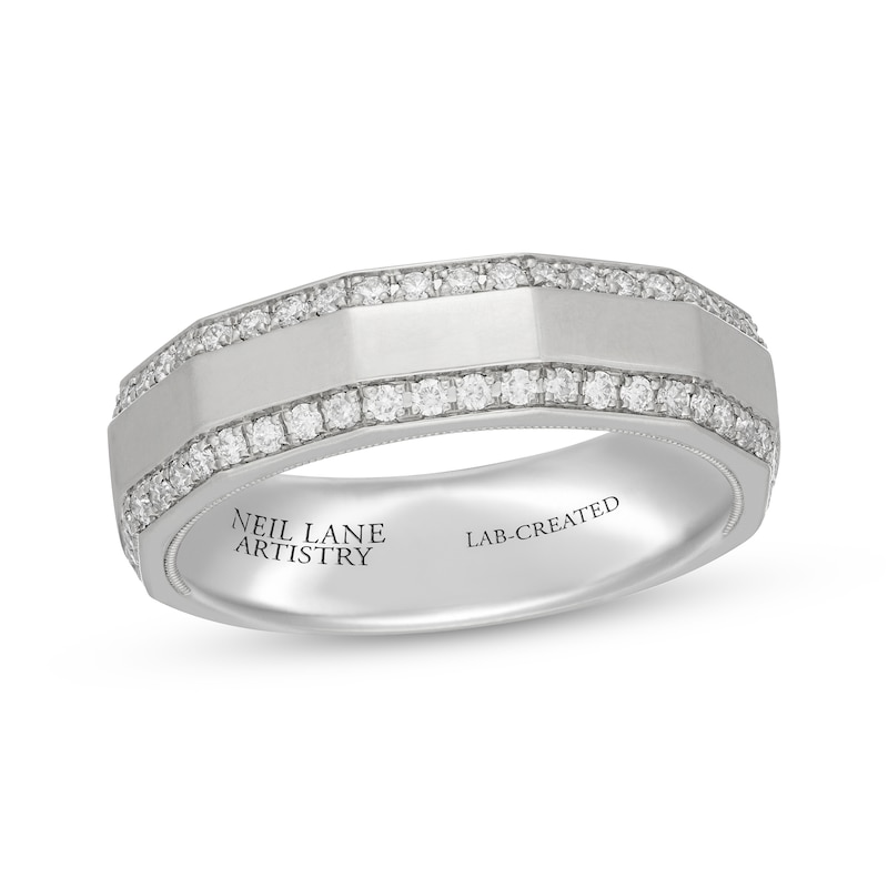 Main Image 1 of Neil Lane Artistry Men's Lab-Grown Diamond Angled Wedding Band 1/2 ct tw Platinum