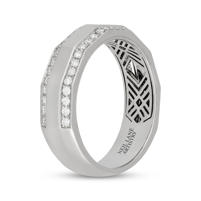 Main Image 2 of Neil Lane Artistry Men's Lab-Grown Diamond Angled Wedding Band 1/2 ct tw Platinum