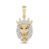 Thumbnail Image 1 of Men's Diamond & Lab-Created Ruby Lion Head With Crown Charm 1/6 ct tw 10K Yellow Gold