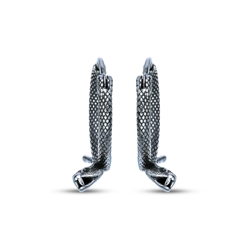 Main Image 2 of Men's Crossover Snake Hoop Earrings Stainless Steel