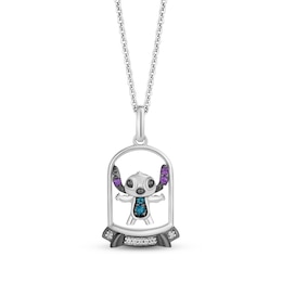 Disney Treasures Lilo & Stitch Necklace London Blue Topaz, Amethyst & Diamond Accent Necklace Sterling Silver 19"