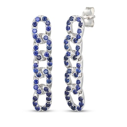 STUDIO BY KAY Blue Lab-Created Sapphire Curb Link Drop Earrings Sterling Silver