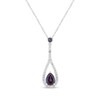 Thumbnail Image 1 of Pear-Shaped Lab-Created Alexandrite & White Lab-Created Sapphire Drop Necklace Sterling Silver 18"