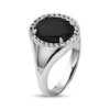 Thumbnail Image 2 of Oval-Cut Black Onyx & White Lab-Created Sapphire Halo Signet Ring Sterling Silver