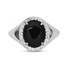 Thumbnail Image 3 of Oval-Cut Black Onyx & White Lab-Created Sapphire Halo Signet Ring Sterling Silver