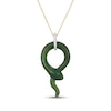 Thumbnail Image 1 of Jade & Diamond Snake Necklace 1/10 ct tw 14K Yellow Gold 18"