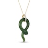 Thumbnail Image 2 of Jade & Diamond Snake Necklace 1/10 ct tw 14K Yellow Gold 18"