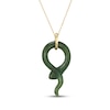 Thumbnail Image 3 of Jade & Diamond Snake Necklace 1/10 ct tw 14K Yellow Gold 18"