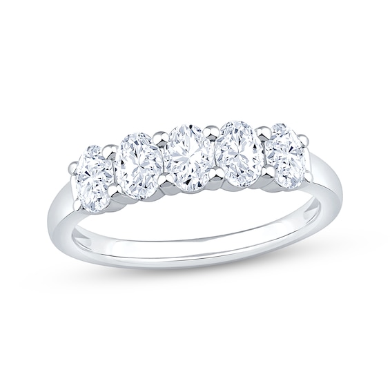 Lab-Grown Diamonds Oval-Cut Five-Stone Anniversary Ring 1 ct tw 14K White Gold