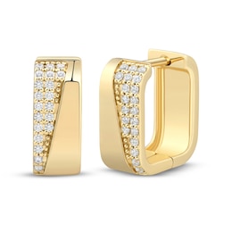 STUDIO BY KAY Diamond Wide Square Hoop Earrings 1/5 ct tw 24K Yellow Gold Vermeil Sterling Silver