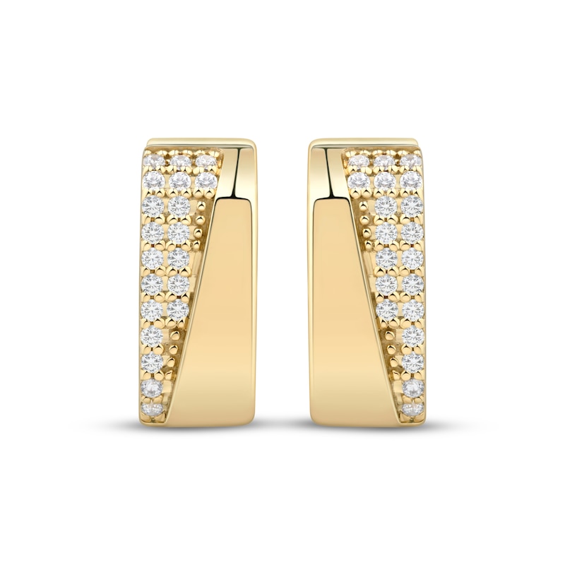 Main Image 2 of STUDIO BY KAY Diamond Wide Square Hoop Earrings 1/5 ct tw 24K Yellow Gold Vermeil Sterling Silver