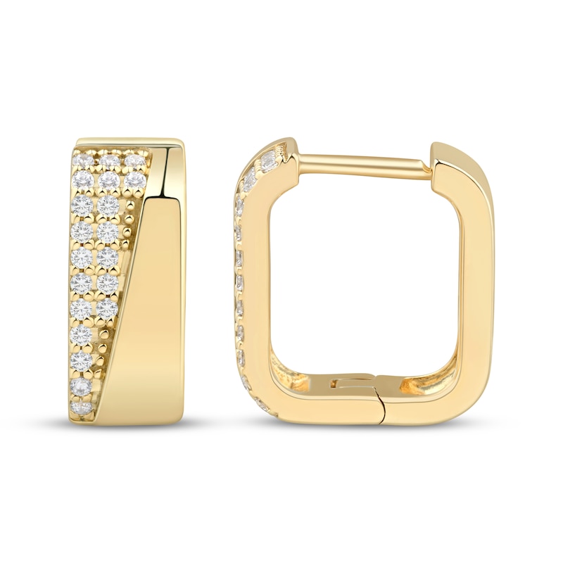 Main Image 3 of STUDIO BY KAY Diamond Wide Square Hoop Earrings 1/5 ct tw 24K Yellow Gold Vermeil Sterling Silver