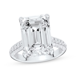Now + Forever Lab-Grown Diamonds Emerald-Cut Hidden Halo Engagement Ring 8-5/8 ct tw 14K White Gold