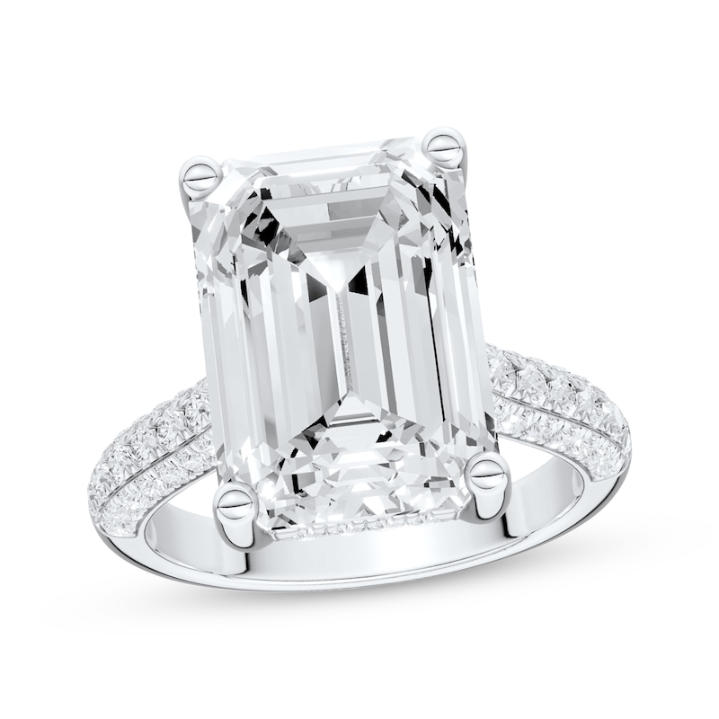 Main Image 1 of Now + Forever Lab-Grown Diamonds Emerald-Cut Hidden Halo Engagement Ring 8-5/8 ct tw 14K White Gold