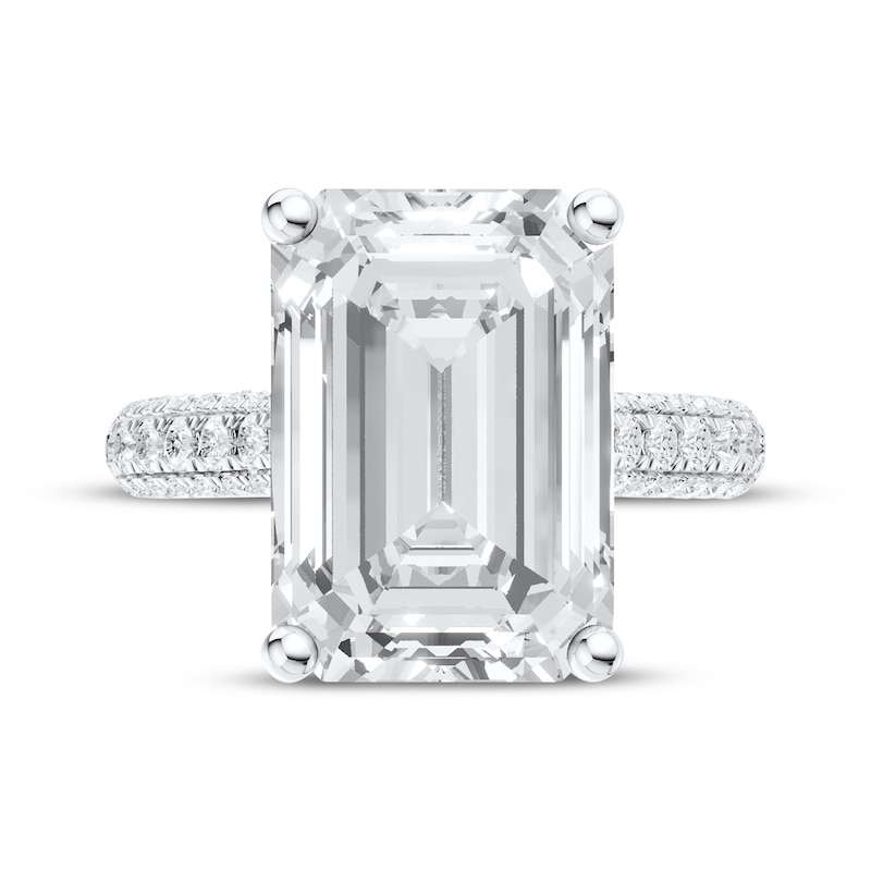 Main Image 4 of Now + Forever Lab-Grown Diamonds Emerald-Cut Hidden Halo Engagement Ring 8-5/8 ct tw 14K White Gold