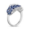 Thumbnail Image 2 of Marquise-Cut Blue & White Lab-Created Sapphire Leaf Cluster Ring Sterling Silver