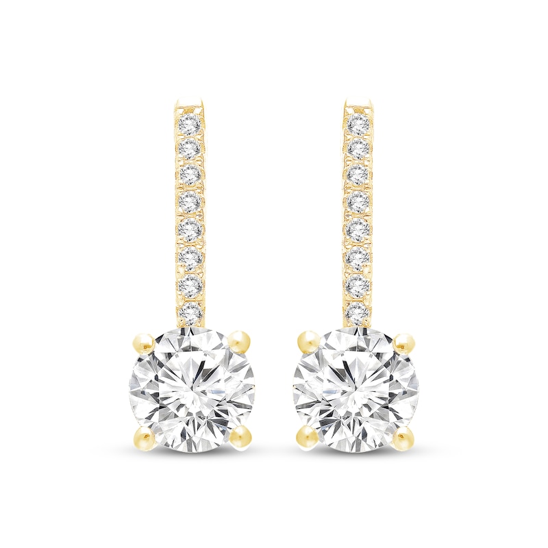 Main Image 2 of KAY Lab-Grown Diamonds Hoop Drop Earrings 2 ct tw 14K Yellow Gold (F/VS2)