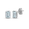 Thumbnail Image 1 of STUDIO BY KAY Emerald-Cut Aquamarine Bezel-Set Solitaire Stud Earrings Sterling Silver