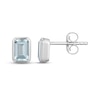 Thumbnail Image 3 of STUDIO BY KAY Emerald-Cut Aquamarine Bezel-Set Solitaire Stud Earrings Sterling Silver