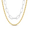 Thumbnail Image 1 of Layered Rope & Paperclip Chain Necklace Set Stainless Steel & Yellow Ion Plating