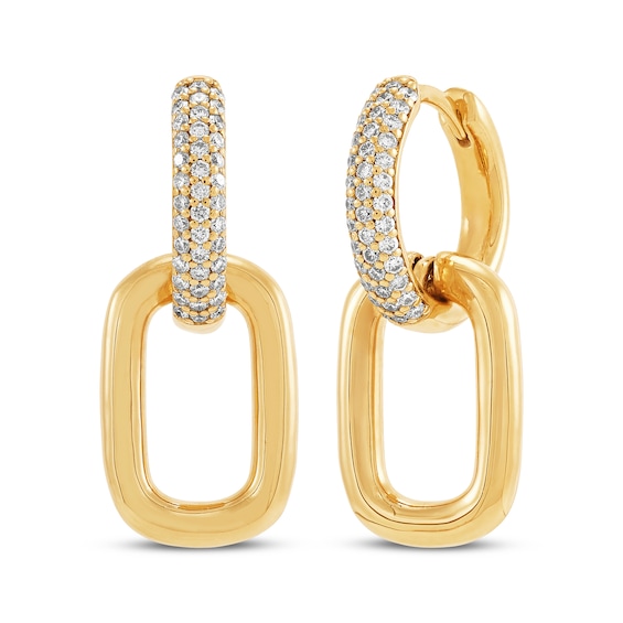 STUDIO BY KAY Lab-Grown Diamond Link Drop Hoop Earrings 1/2 ct tw 24K Yellow Gold Vermeil Sterling Silver