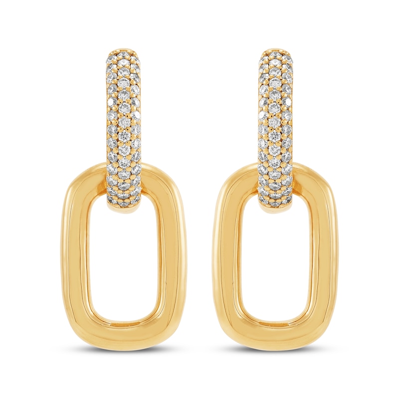 Main Image 2 of STUDIO BY KAY Lab-Grown Diamond Link Drop Hoop Earrings 1/2 ct tw 24K Yellow Gold Vermeil Sterling Silver