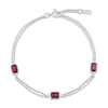 Thumbnail Image 1 of Emerald-Cut Lab-Created Ruby & White Lab-Created Sapphire Station Bracelet Sterling Silver 8.25"