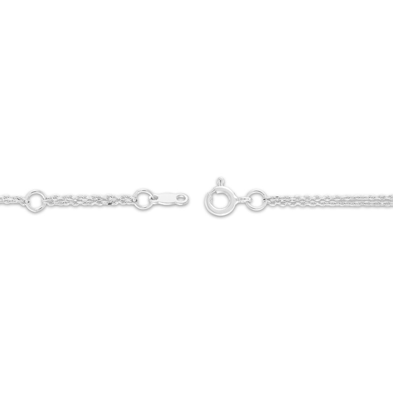 Main Image 2 of Emerald-Cut Lab-Created Ruby & White Lab-Created Sapphire Station Bracelet Sterling Silver 8.25"