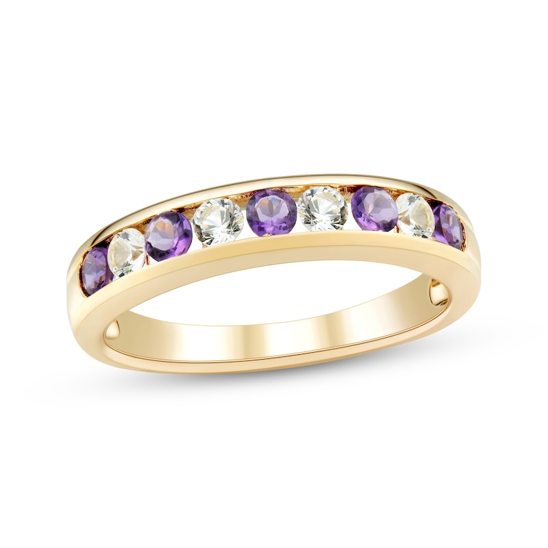 Main Image 1 of Now + Forever Amethyst & Diamond Anniversary Ring 1/4 ct tw 10K Yellow Gold