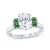 Thumbnail Image 1 of Monique Lhuillier Bliss Oval-Cut White & Green Lab-Grown Diamond Three-Stone Engagement Ring 2-1/2 ct tw 18K White Gold