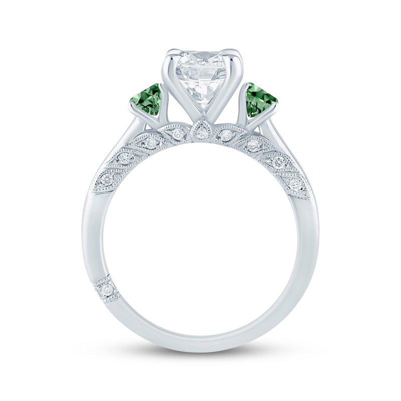 Main Image 3 of Monique Lhuillier Bliss Oval-Cut White & Green Lab-Grown Diamond Three-Stone Engagement Ring 2-1/2 ct tw 18K White Gold