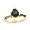 Thumbnail Image 1 of Le Vian Pear-Shaped Chocolate Quartz Ring 1/6 ct tw Diamonds 14K Honey Gold