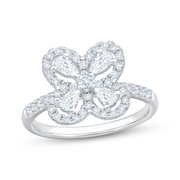 KAY Lab-Grown Diamonds Pear-Shaped & Round-Cut Flower Fashion Ring 3/4 ct tw 10K White Gold