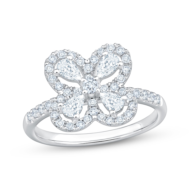 Main Image 1 of KAY Lab-Grown Diamonds Pear-Shaped & Round-Cut Flower Fashion Ring 3/4 ct tw 10K White Gold
