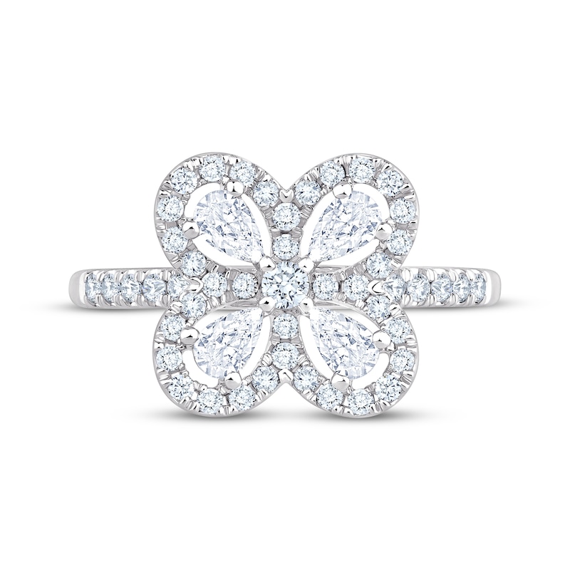 Main Image 3 of KAY Lab-Grown Diamonds Pear-Shaped & Round-Cut Flower Fashion Ring 3/4 ct tw 10K White Gold