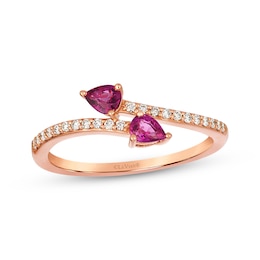 Le Vian Pear-Shaped Ruby Bypass Ring 1/8 ct tw Diamonds 14K Strawberry Gold