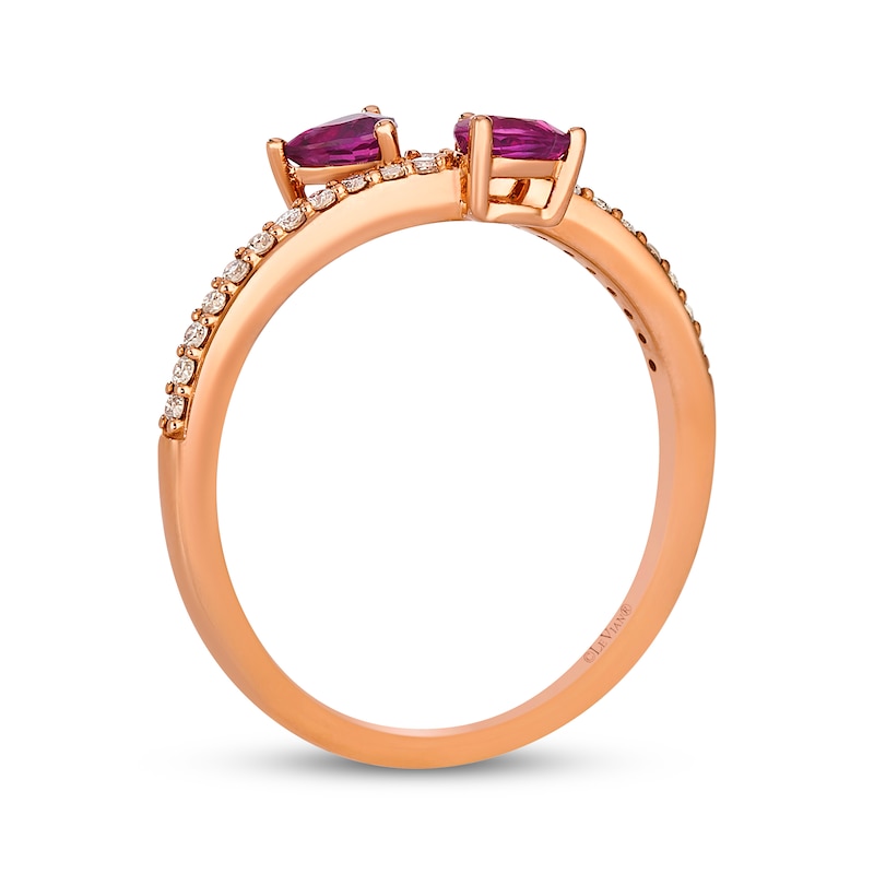 Main Image 3 of Le Vian Pear-Shaped Ruby Bypass Ring 1/8 ct tw Diamonds 14K Strawberry Gold