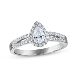 KAY Signature Collection Pear-Shaped Diamond Halo Engagement Ring 1/2 ct tw 14K White Gold