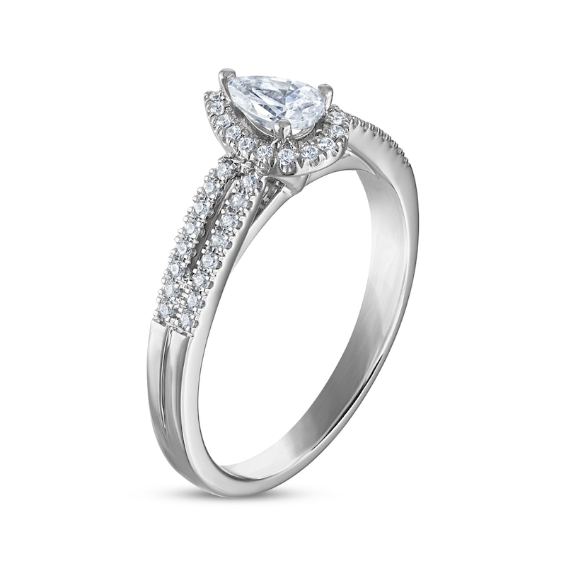 Main Image 2 of KAY Signature Collection Pear-Shaped Diamond Halo Engagement Ring 1/2 ct tw 14K White Gold