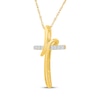 Thumbnail Image 2 of Diamond Loop Cross Necklace 1/15 ct tw 10K Yellow Gold 18"