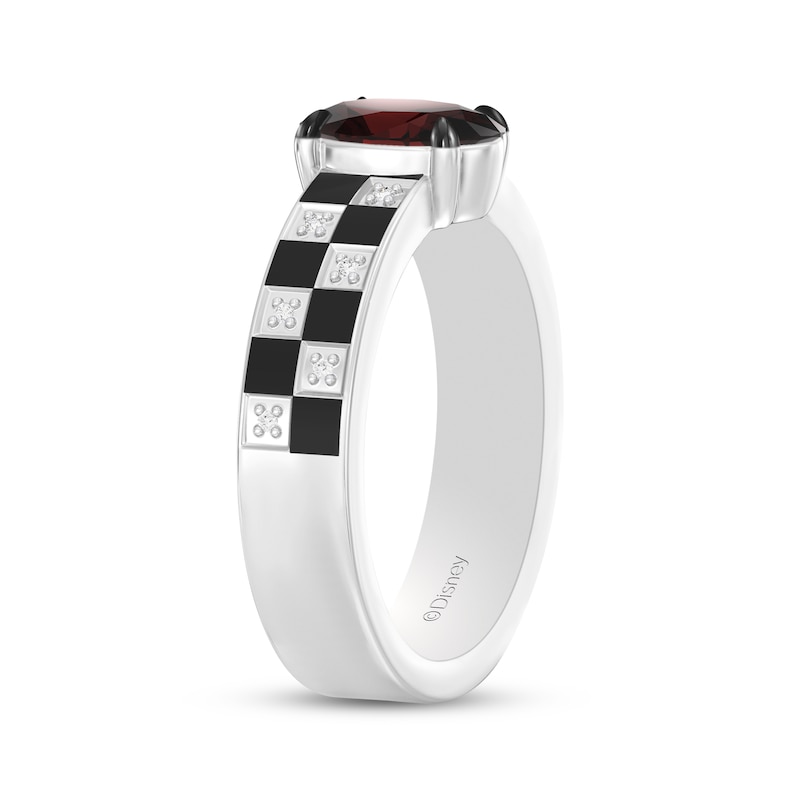 Main Image 2 of Disney Treasures Cars Oval-Cut Garnet & Diamond Accent Checkered Flag Ring Sterling Silver