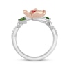 Thumbnail Image 3 of Wicked: For Good Garnet, Green Tourmaline & Lab-Grown Diamond Flower Ring 1/10 ct tw Sterling Silver & 18K Rose Gold Vermeil Plating